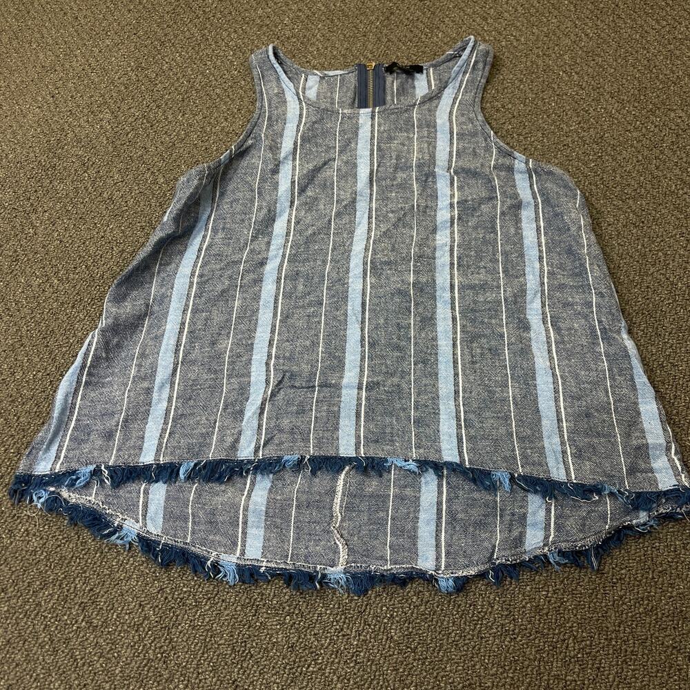 Drew Shirt Womens Size Large L Sleeveless Tunic Frayed Linen Linen Blend Boho